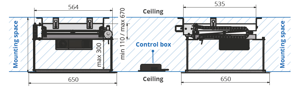 projector lift wp 560 sabaj system mounting space draw