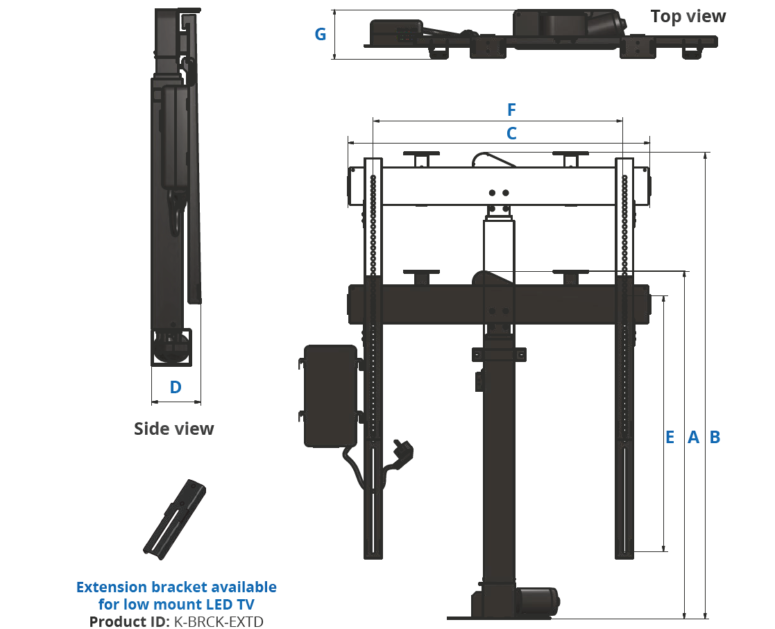 motorized tv lift wit swivel rotolift sabaj system dimensions