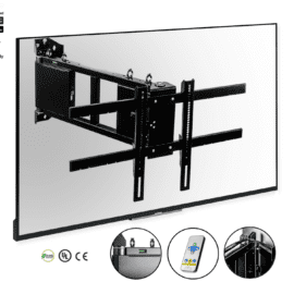 Motorized TV wall-mounted bracket with electric rotation 130° and IR remote control, Max. tv size up to 75″, max tv weight 35kg (77lbs) – OTW Sabaj